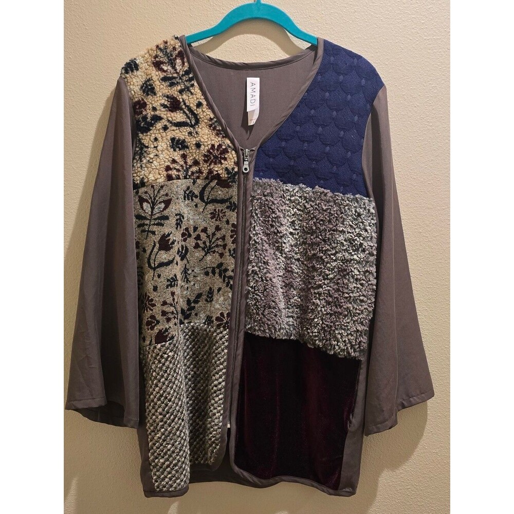 Anthropologie Amadi Unique Patchwork Zipper Jacket NWOT Size Small